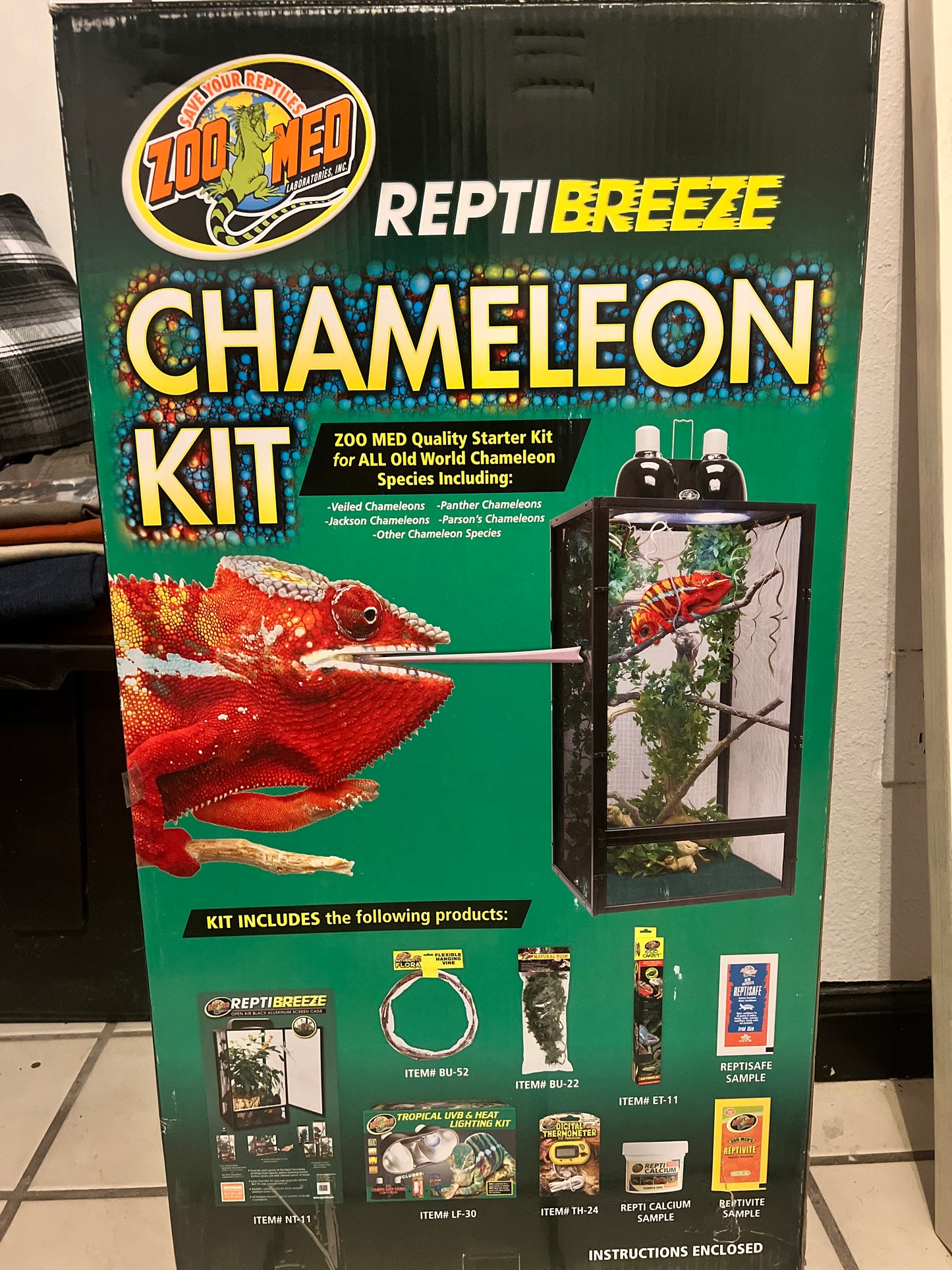 Panther chameleon + zoo med medium enclosure